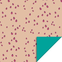 Wrapping Paper - Ladybug Fluor Pink - Turquoise Blue - 70cm wide