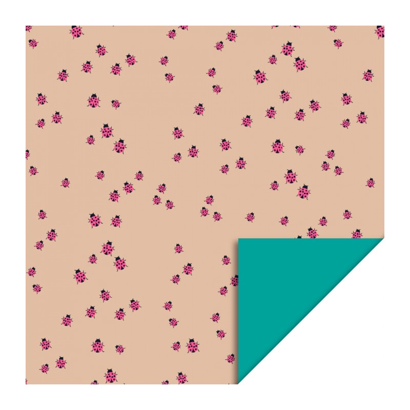 Wrapping Paper - Ladybug Fluor Pink - Turquoise Blue - 70cm wide Wrapping Paper - Ladybug Fluor Pink - Turquoise Blue - 70cm wide