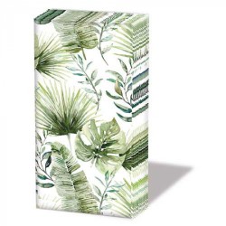 1 Pakje papieren zakdoeken - Jungle leaves white - Ambiente