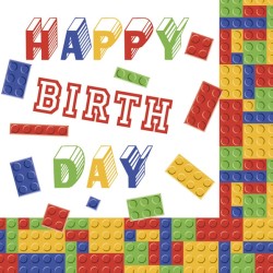 1 Pack paper lunch napkins - Building Blocks Birthday - Daisy
