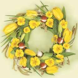 Lunch Napkins - Primroses and Tulips in Wreath - Maki