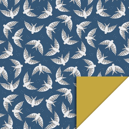 Wrapping paper - Birds Mint - 70x300 cm - Beet pulp paper