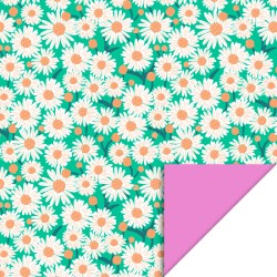 Wrapping Paper 70cm wide - Daisy Bright Green - Pink