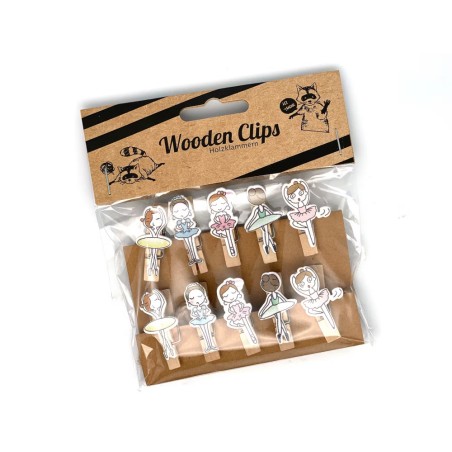 Houten knijpertjes - danseres - 30 x 25 mm