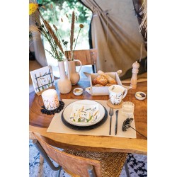 Cotton table runner - Ornamental flowers white - Ambiente