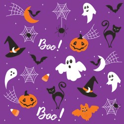 1 Pakje papieren lunch servetten - Halloween graphics purple - Daisy