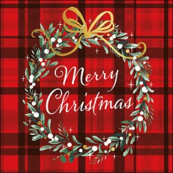 paper lunch napkins - Christmas plaid red - Ambiente - Christmas