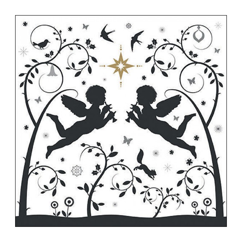 papieren lunch servetten - Flying angels - Ambiente - Kerst - Engelen - Zwart-Wit papieren lunch servetten - Flying angels - Ambiente - Kerst - Engelen - Zwart-Wit