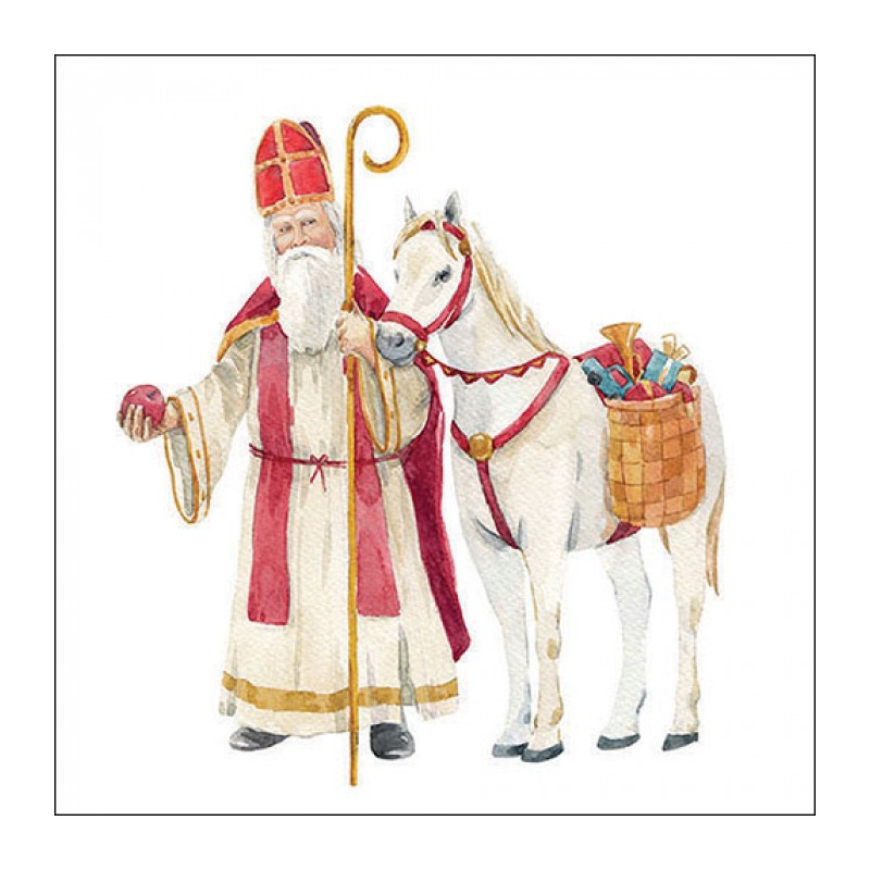 papieren lunch servetten - St. Nicholas and horse - Ambiente - Sinterklaas - Paard papieren lunch servetten - St. Nicholas and horse - Ambiente - Sinterklaas - Paard