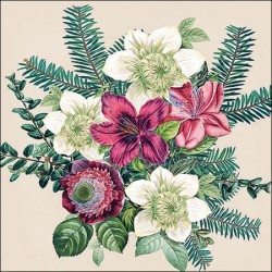 1 pack paper lunch napkins - Azalea and helleborus cream - Ambiente - Christmas - helleborus