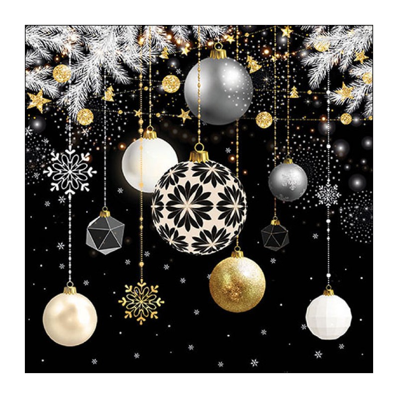 papieren lunch servetten - Christmas baubles black - Ambiente - Kerst - Kerstballen - Goud - Zilver - Zwart papieren lunch servetten - Christmas baubles black - Ambiente - Kerst - Kerstballen - Goud - Zilver - Zwart
