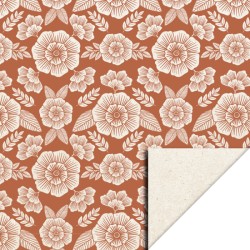2 rolls Wrapping Paper - Flowers Cognac - 30 cm wide