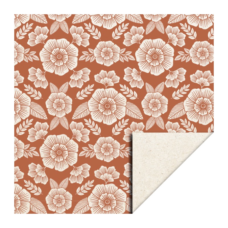 2 rolls Wrapping Paper - Flowers Cognac - 30 cm wide 2 rolls Wrapping Paper - Flowers Cognac - 30 cm wide