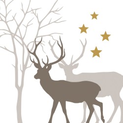 1 pakje papieren lunch servetten - Winter Deers white - PPD - Herten - Bomen - Sterren
