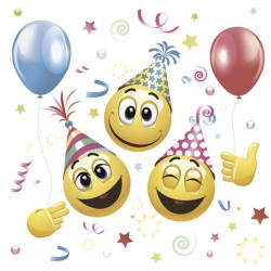 1 Pack paper lunch napkins - Smile icons and balloons - Daisy - Smiley