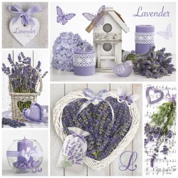 1 Pakje papieren lunch servetten - Lavender Collage - Daisy - Lavendel