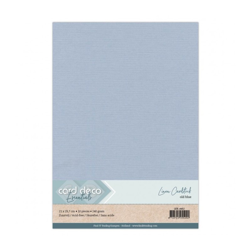 Card Deco, Linen cardboard, Old Blue, 29,7 x 21 cm - A4 - LKK-A452