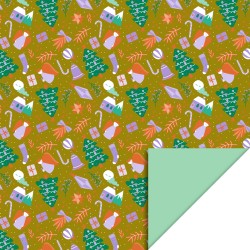 HOP - Wrapping Paper 70cm wide - X-mas - Time Olive - Mint