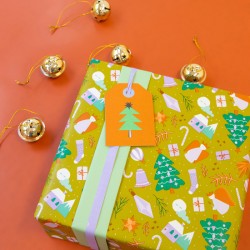 HOP - Wrapping Paper 70cm wide - X-mas - Time Olive - Mint