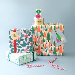 HOP - Wrapping Paper 70cm wide - X-mas - Tree Graphic - Blue