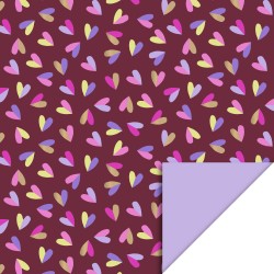 HOP - wrapping paper 70cm wide - Hearts Duo - Beet Red - Lilac