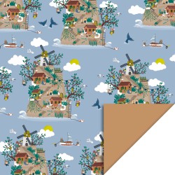HOP - Cadeaupapier 70 cm - World - Taupe