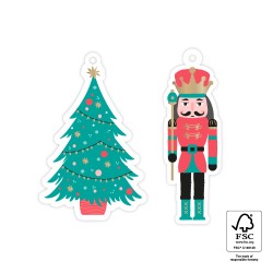Kerst Cadeaulabel Duo - Tree  Nutcracker