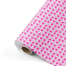 Cadeaupapier - Dots roze/neon - 70x200 cm