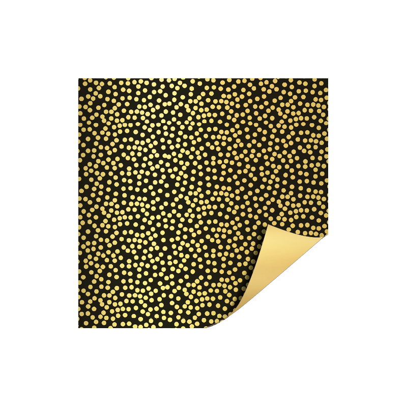 Kassaplan - Cadeaupapier 50 cm - Minidots Zwart/Goud AZ goud