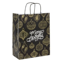 5 Cadeautassen - Kerst - Zwart - Goud - A4