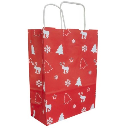 5 Cadeautassen - Kerst - Rood - Wit - A5