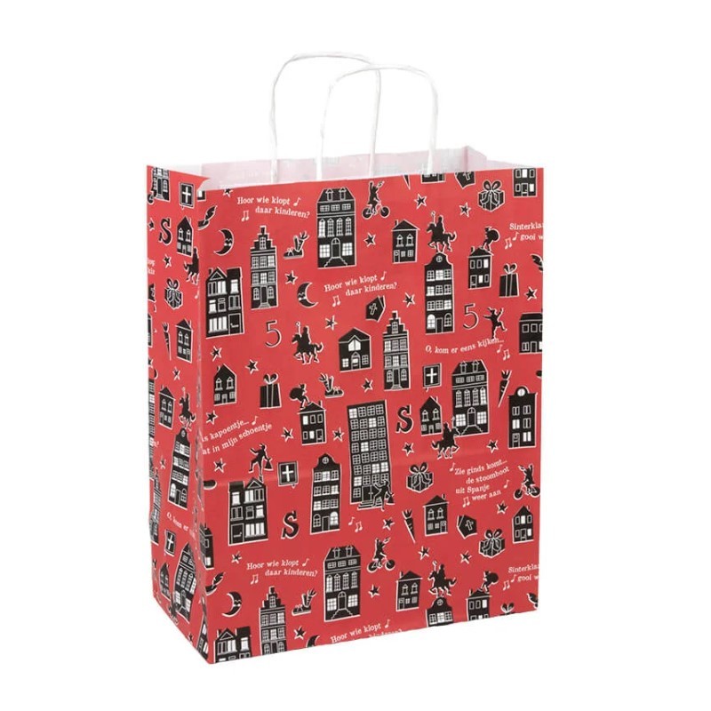 Cadeautassen - Sinterklaas - Rood - Zwart - A4 Cadeautassen - Sinterklaas - Rood - Zwart - A4