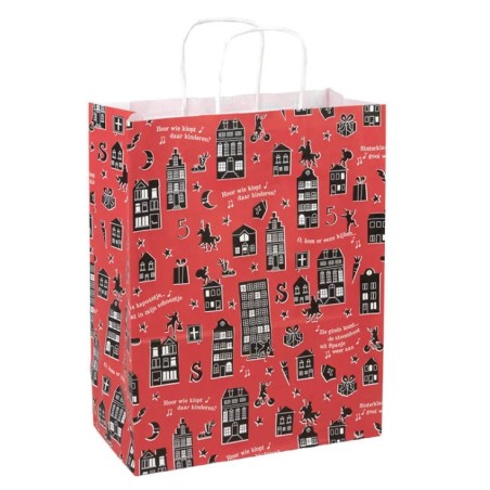 Cadeautassen - Sinterklaas - Rood - Zwart - A4