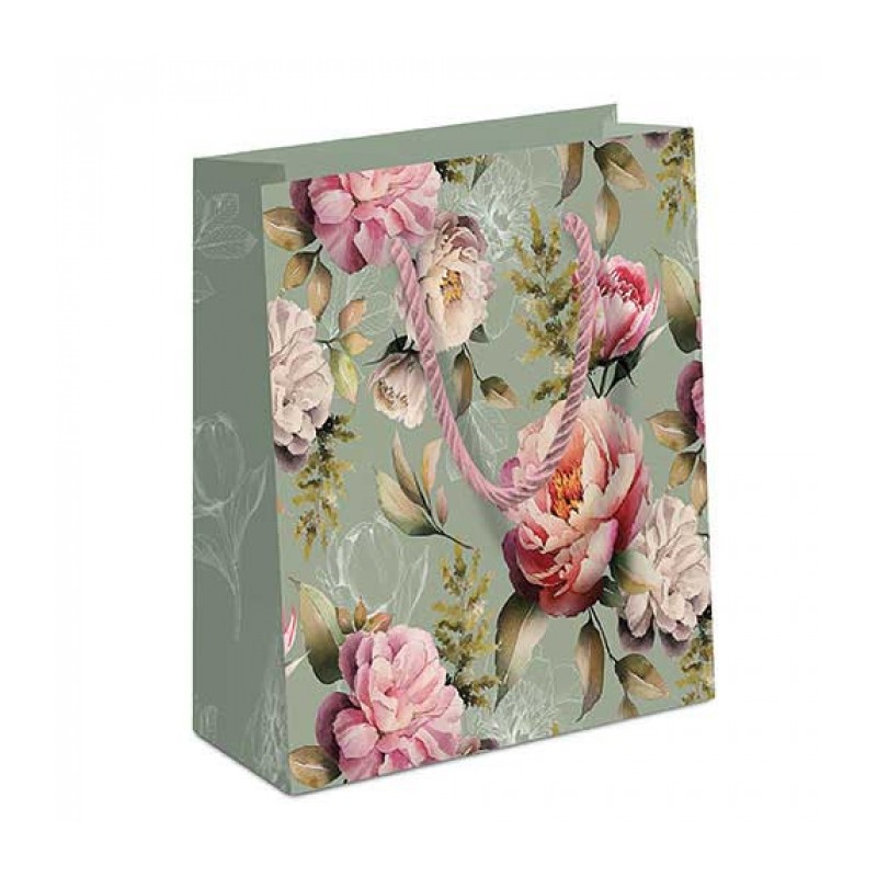 Gift bag - Peonies composition green