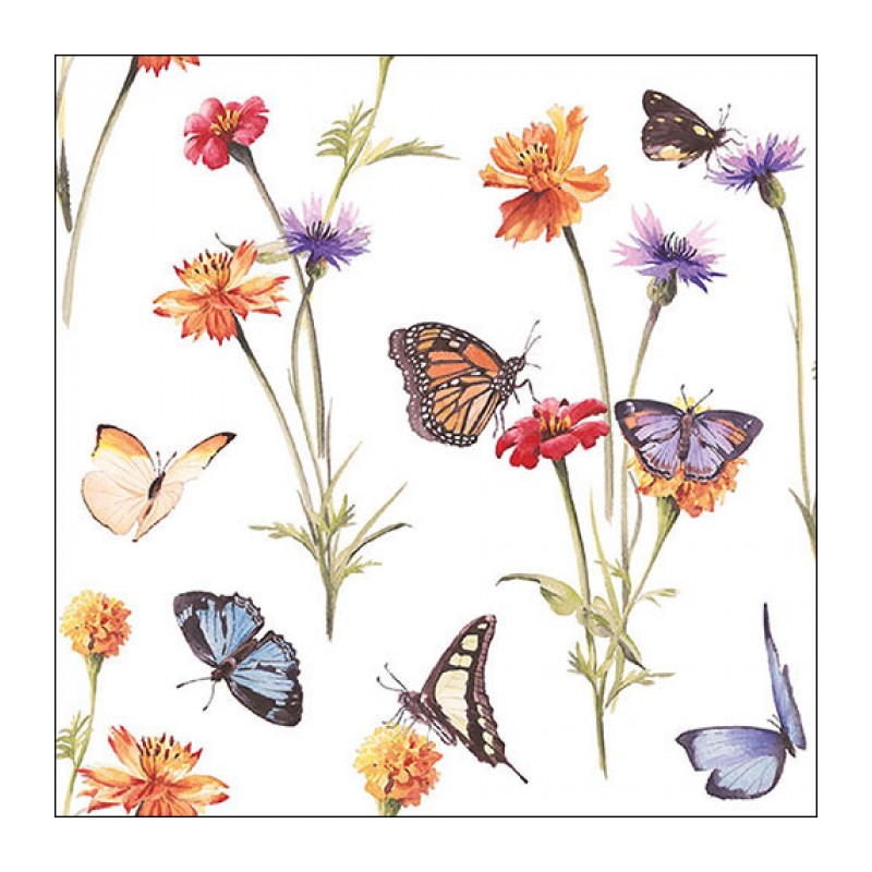 Ambiente - Lunch servetten - Butterfly garden white Ambiente - Lunch servetten - Butterfly garden white