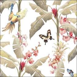 Ambiente - Lunch Napkins - Tropical scene white