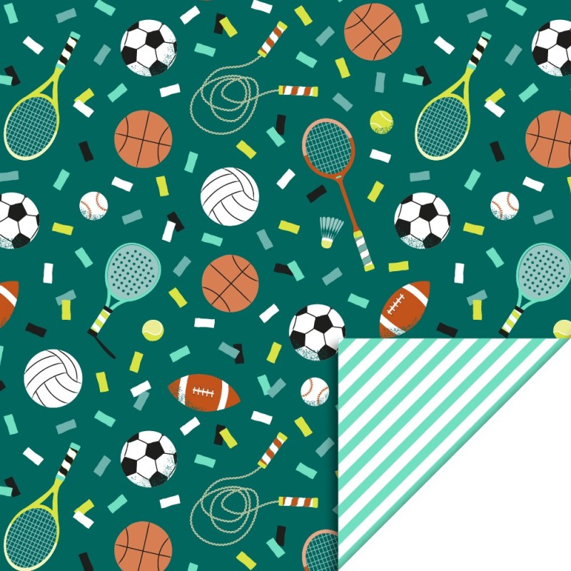 HOP - Cadeaupapier 70 cm - Sports - Stripe Mint HOP - Cadeaupapier 70 cm - Sports - Stripe Mint