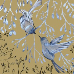 lunch servetten - Jardin japonais - PPD - Dieren - Vogels - Blauw - Wit