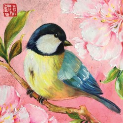 PPD - Lunch servetten - Oiseau en rose