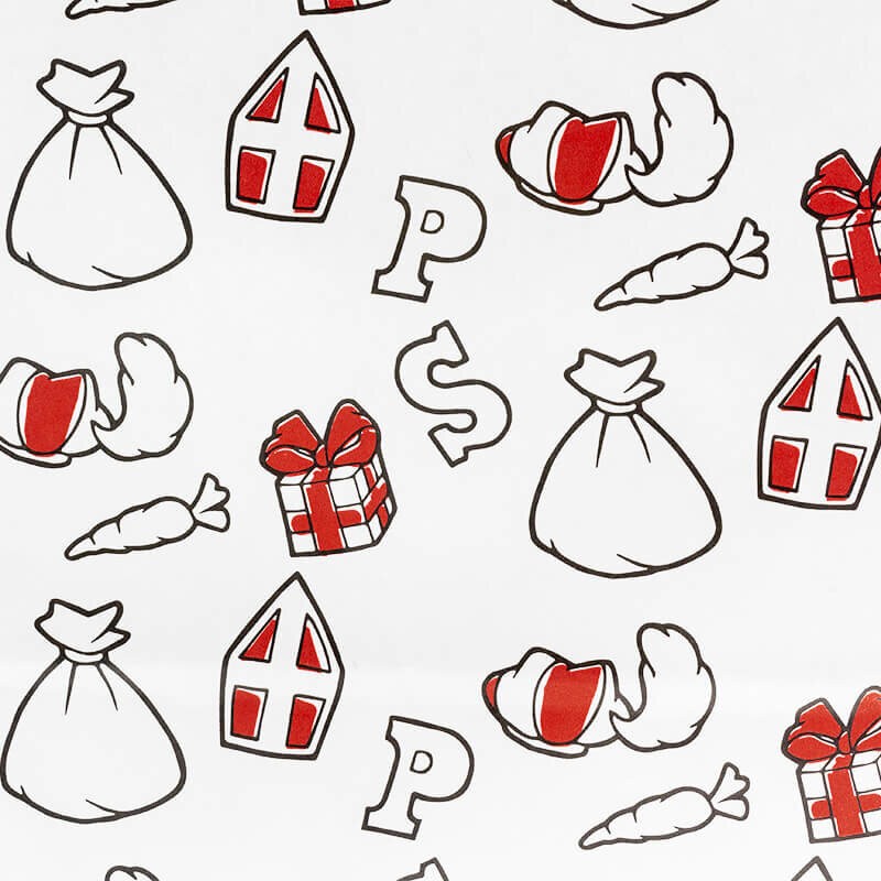 Cadeaupapier - Sinterklaas - Rood - Zwart - 30x200cm Cadeaupapier - Sinterklaas - Rood - Zwart - 30x200cm