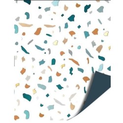 Kassaplan - Cadeaupapier 30 cm - 100 m - Terrazzo - Blauw - Toonbank rol