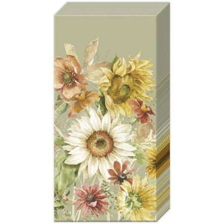 IHR - Handkerchiefs - Late Summer Flowers Green