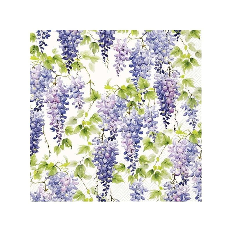 IHR - Lunch Napkins - Purple Wisteria Cream IHR - Lunch Napkins - Purple Wisteria Cream