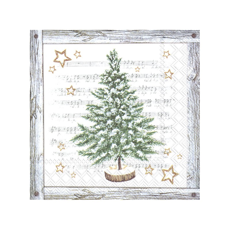 1 Pack paper lunch napkins - White xmas tree - Grey - IHR 1 Pack paper lunch napkins - White xmas tree - Grey - IHR
