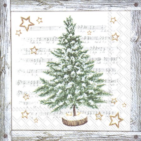 1 Pack paper lunch napkins - White xmas tree - Grey - IHR