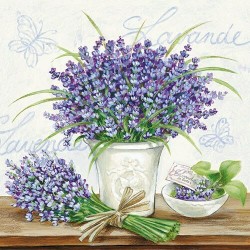 1 Pack Paper Lunch Napkins - Lavender Scene Cream - Ambiente