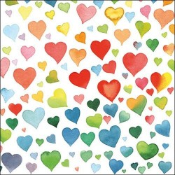 Paper Lunch Napkins - Colorful Hearts Mix - Wedding - Valentine - Ambiente