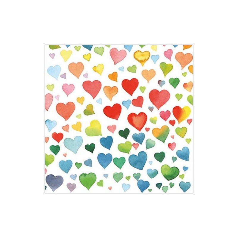 Paper Lunch Napkins - Colorful Hearts Mix - Wedding - Valentine - Ambiente Paper Lunch Napkins - Colorful Hearts Mix - Wedding - Valentine - Ambiente