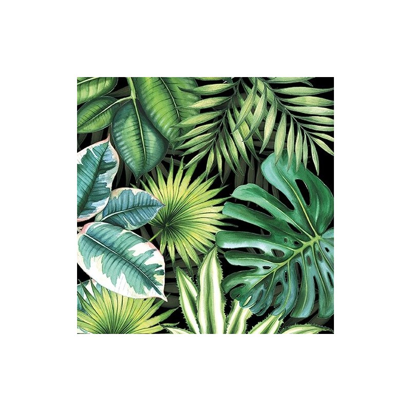 1 Pack paper lunch napkins - Tropical Leaves Black - Ambiente 1 Pack paper lunch napkins - Tropical Leaves Black - Ambiente