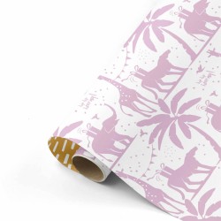 Cadeaupapier - Lila - Goud - Tropical Party - 50x300 cm